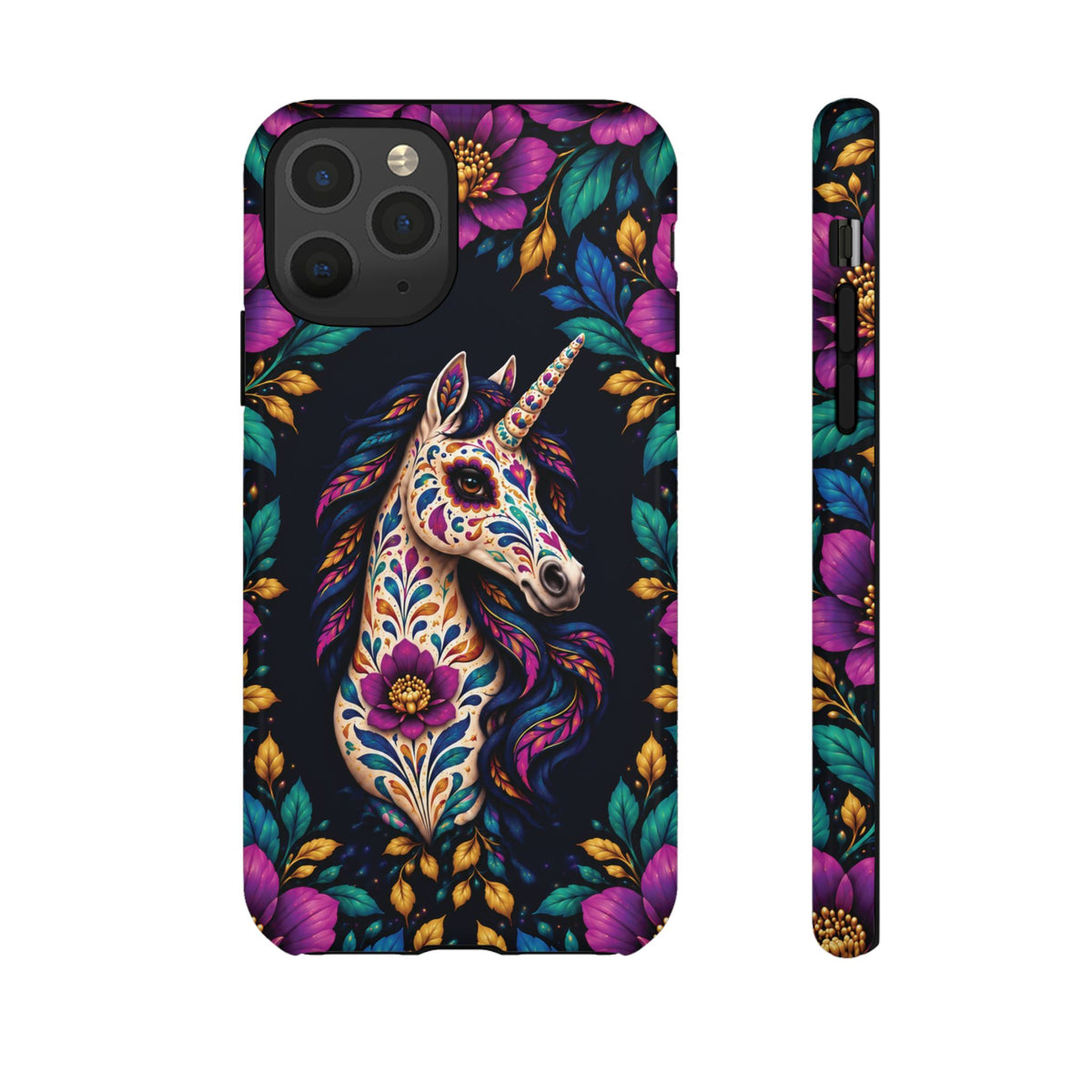 Elegant Purple and Teal Calavera Unicorn Phone Case - Phone Case - iPhone 11 Pro / Glossy