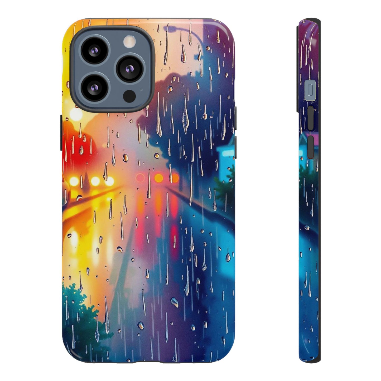 iPhone 13 Pro Max / Glossy Phone Case - Electric Rain Watercolour Design Phone Case