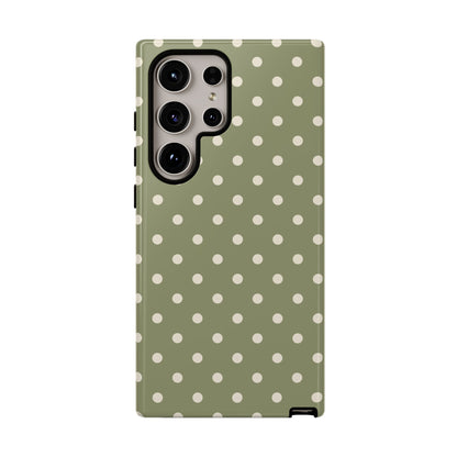 Samsung Galaxy S24 Ultra / Glossy Phone Case - ’Green & White Dot Pattern’ Phone Case