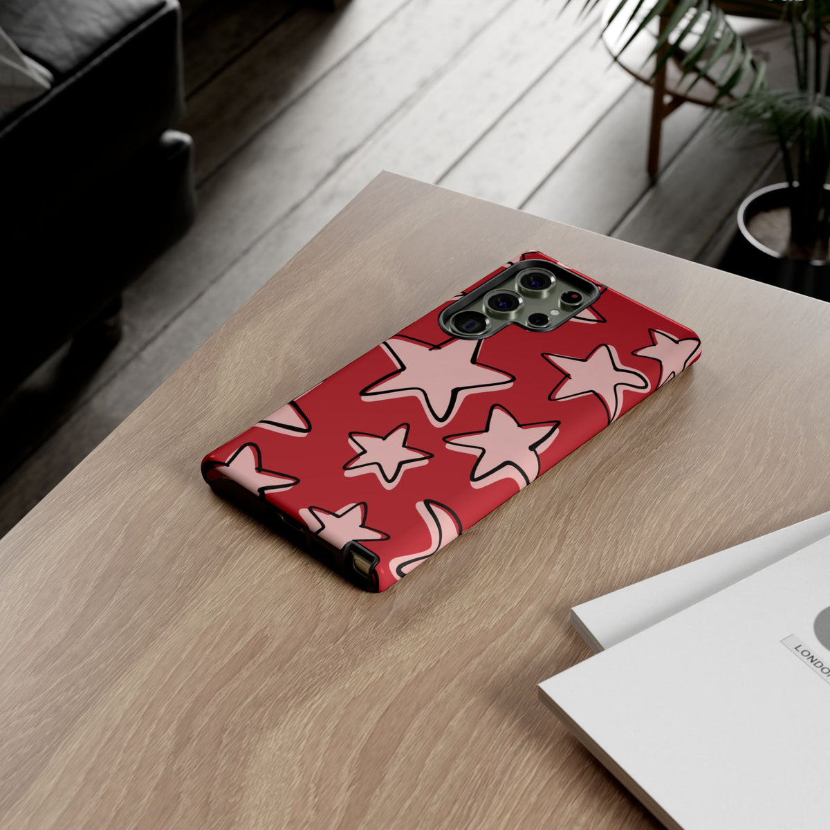 Cherry Red Doodle Star Phone Case
