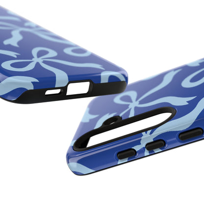 Bold Cobalt Blue and Powder Blue Bow Pattern Phone Case - Blue Phone Case