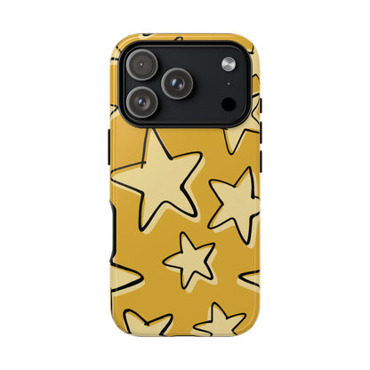 Golden Yellow Doodle Star Phone Case