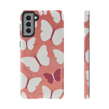Minimalist Pink Butterfly Pattern Phone Case - Pink Phone Case - Samsung Galaxy S21 Plus / Glossy
