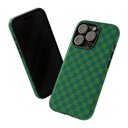 Bold Green Small Checked Pattern Phone Case - Green Phone Case