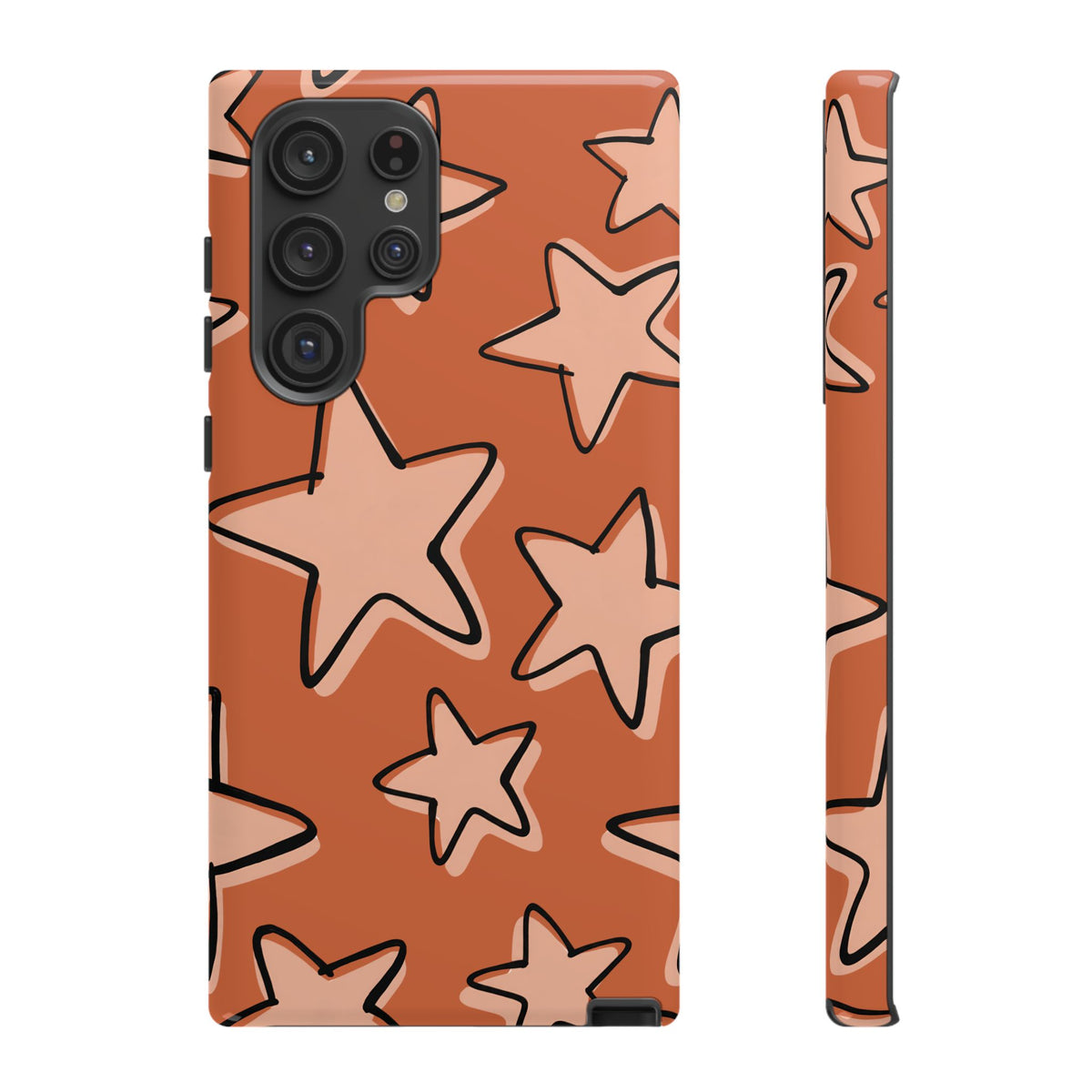 Burnt Orange Doodle Star Phone Case