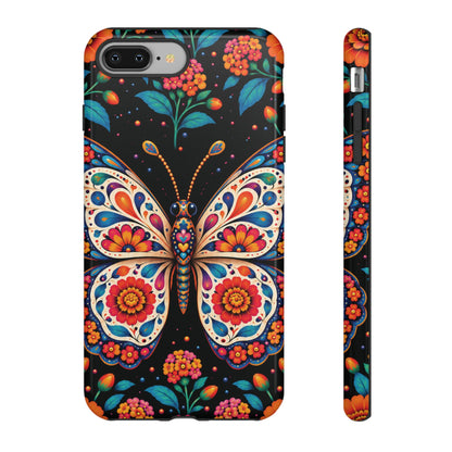 Vibrant Orange and Turquoise Calavera Butterfly Phone Case - Multicolor Phone Case - iPhone 8 Plus / Glossy