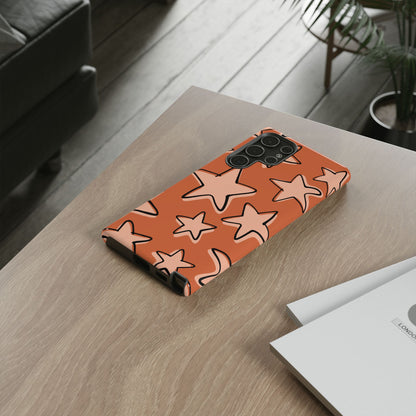 Burnt Orange Doodle Star Phone Case