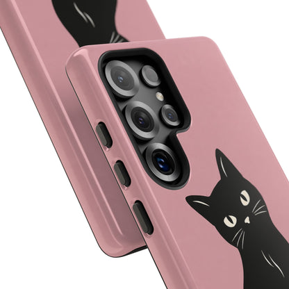 Minimalist Blush Pink & Black Cat Phone Case