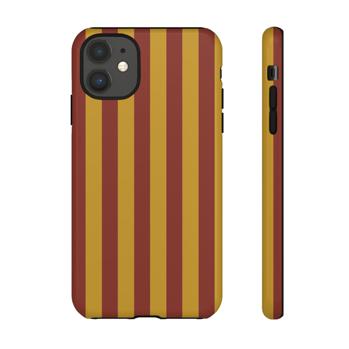 Trendy Mustard & Burgandy Stripe Pattern Phone Case - Brown Phone Case - iPhone 11 / Glossy