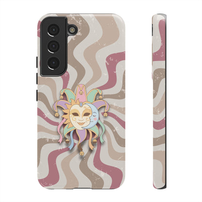 Sun & Moon Jester Mask – Pink Retro Wave Phone Case - Pink Phone Case - Samsung Galaxy S22 / Glossy