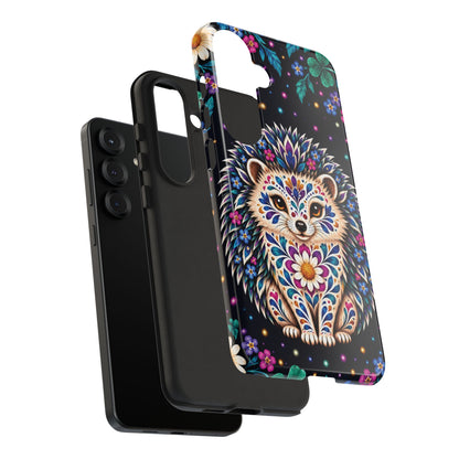 Vibrant Purple and Teal Calavera Hedgehog Phone Case - Multicolor Phone Case