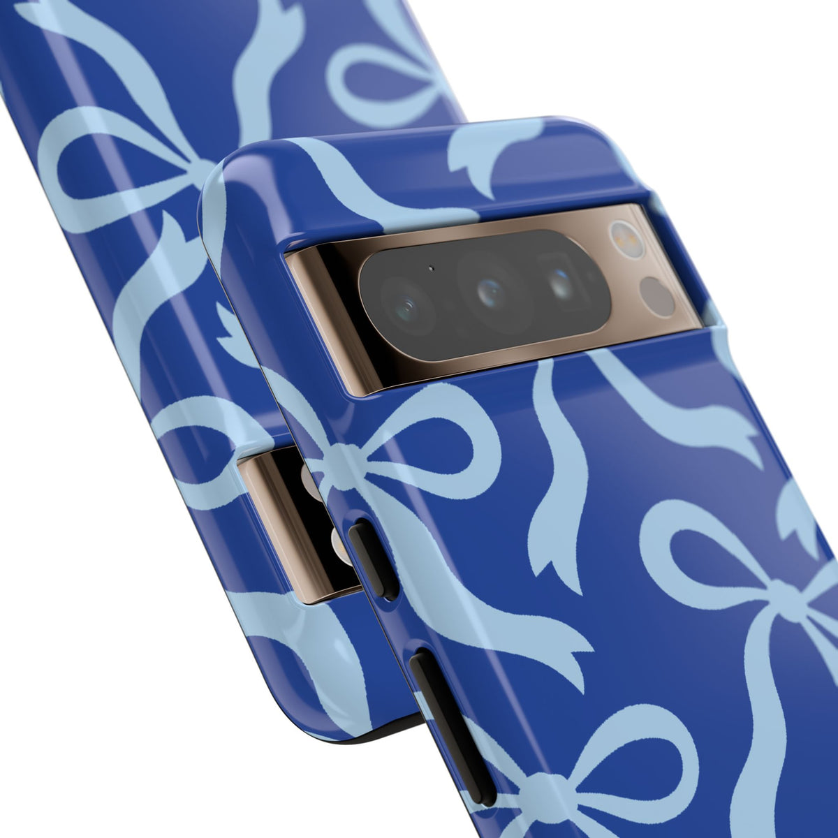 Bold Cobalt Blue and Powder Blue Bow Pattern Phone Case - Blue Phone Case