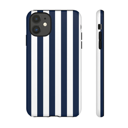 iPhone 11 / Glossy Phone Case - Simple Dark Blue & White Stripe Pattern Phone Case