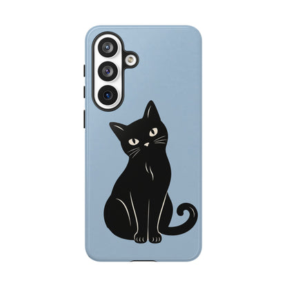 Minimalist Powder Blue & Black Cat Phone Case