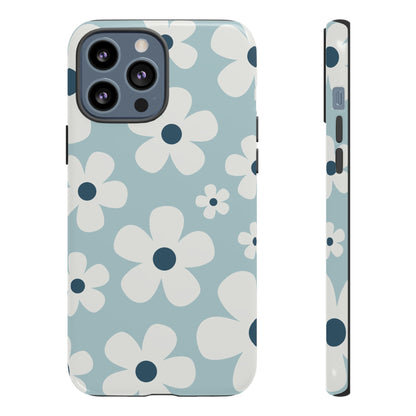 iPhone 13 Pro Max / Glossy Phone Case - Cute Light Blue Daisy Pattern Phone Case