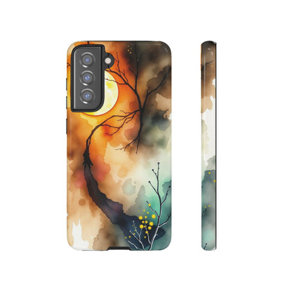 Samsung Galaxy S21 FE / Glossy Phone Case - Abstract Watercolour Gothic Scene Phone Case