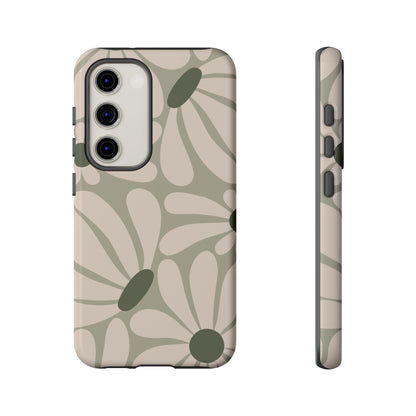Retro Cream & Green Daisy Pattern Phone Case - White Phone Case - Samsung Galaxy S23 / Glossy