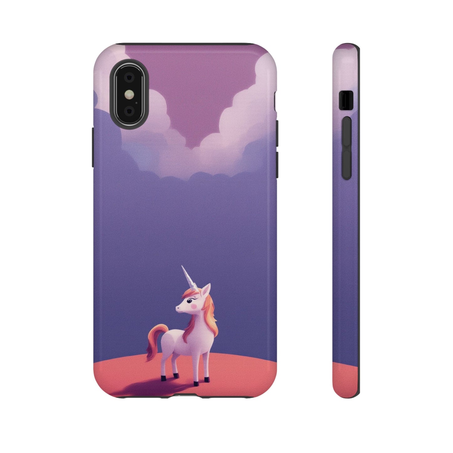 iPhone XS / Glossy Phone Case - Cute Unicorn & Cloud Design Phone Case