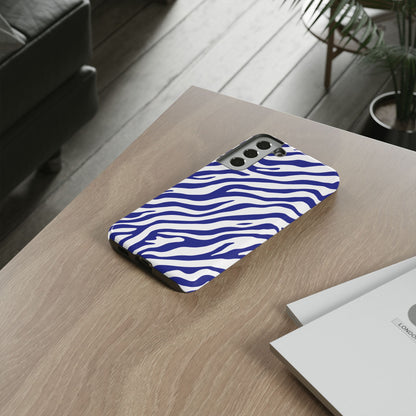 Stylish Electric Blue Zebra Print Phone Case