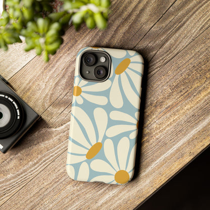 Retro Light Blue Daisy Pattern Phone Case - Blue Phone Case
