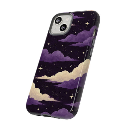 Illustrated Purple Clouds & Stars Phone Case
