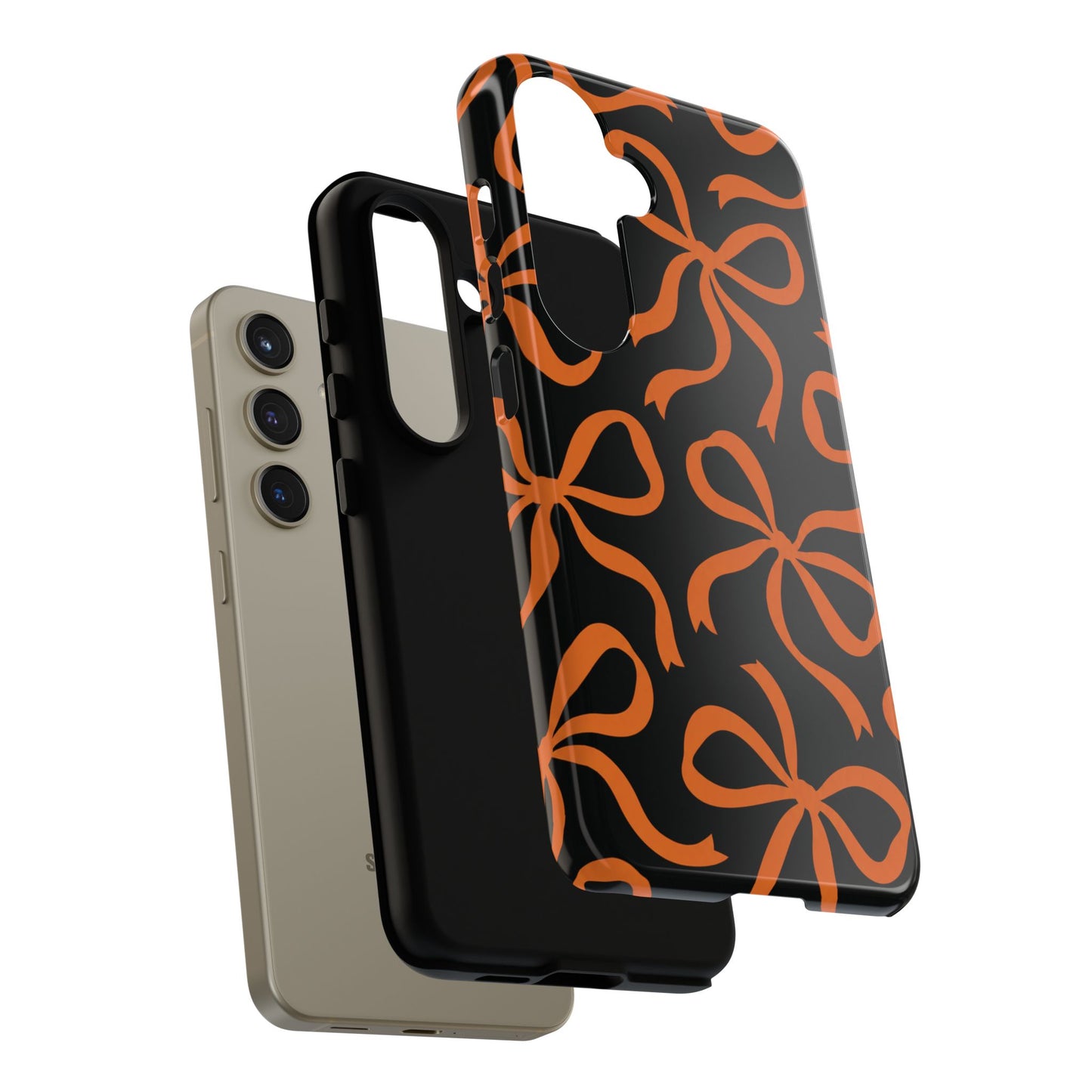 Bold Black and Burnt Orange Bow Pattern Phone Case
