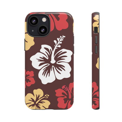 iPhone 13 Mini / Glossy Phone Case - ’Hibiscus Retro Pattern #2’ Phone Case