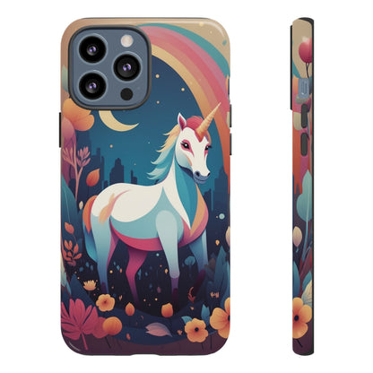 iPhone 13 Pro Max / Glossy Phone Case - Stylised Unicorn & Rainbow Design Phone Case