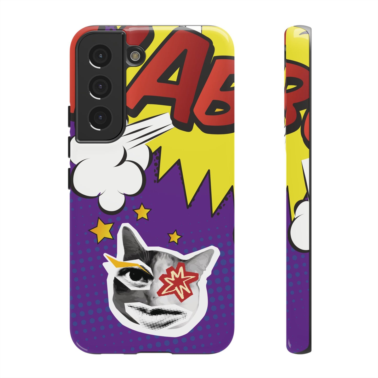 Bold Purple Pop Art Cat Phone Case - Purple Phone Case - Samsung Galaxy S22 / Glossy
