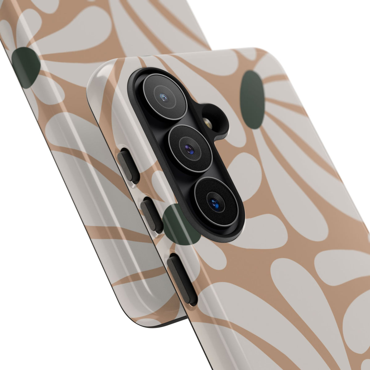Retro Beige & White Daisy Pattern Phone Case - Beige Phone Case