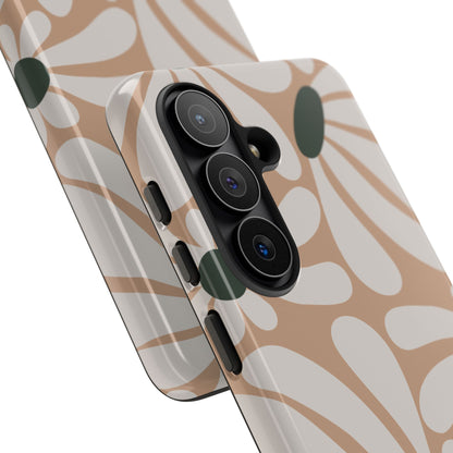 Retro Beige & White Daisy Pattern Phone Case - Beige Phone Case