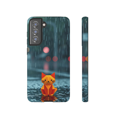 Samsung Galaxy S21 FE / Glossy Phone Case - Origami ’Soggy Cat’ Design Phone Case