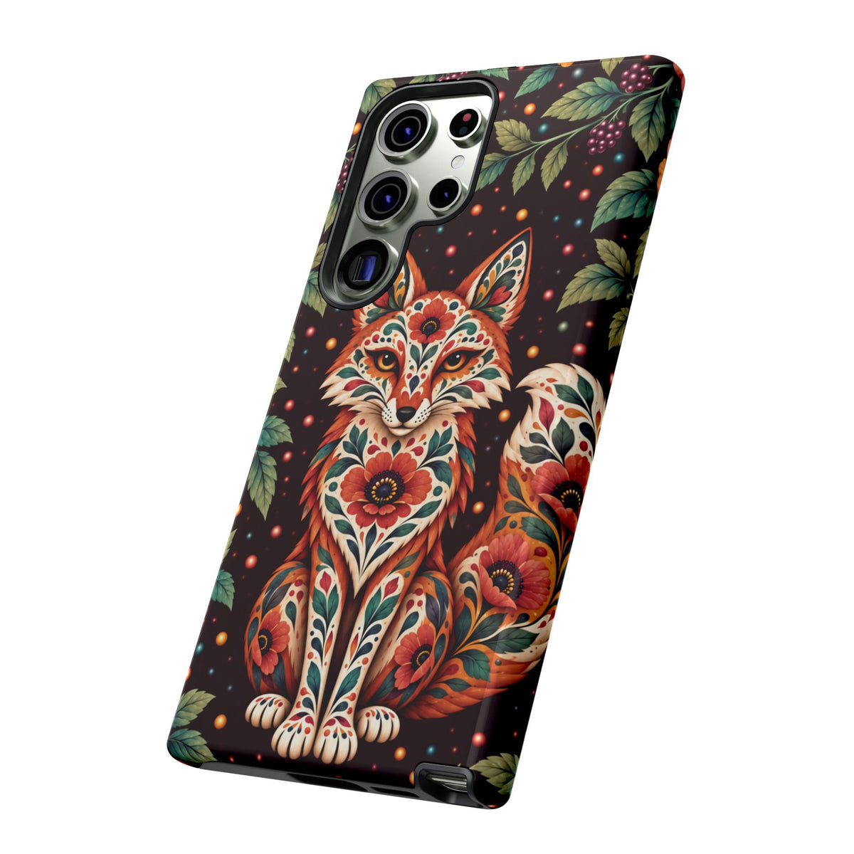 Vibrant Terracotta and Teal Calavera Fox Phone Case - Multicolor Phone Case