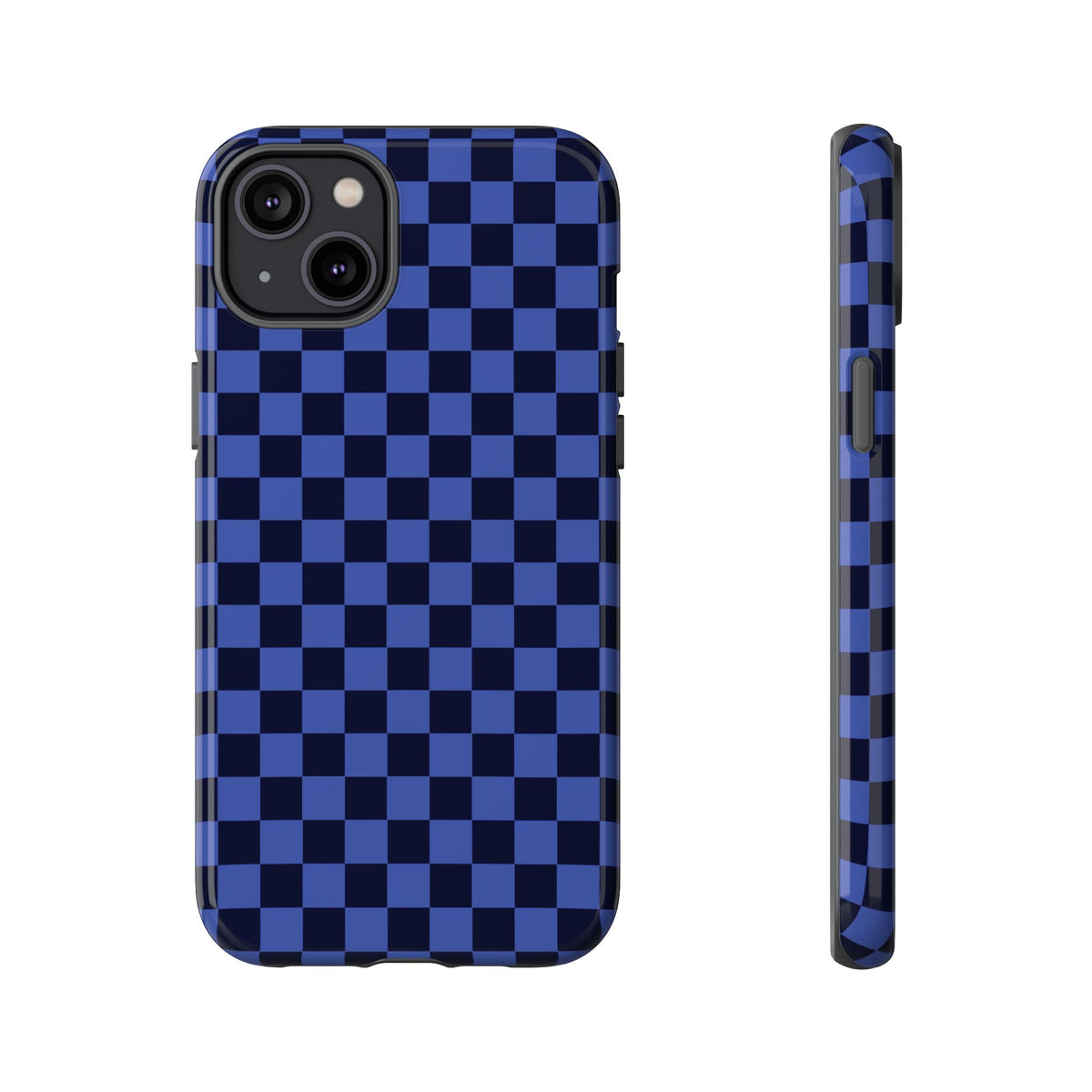 Bold Blue Small Checked Pattern Phone Case - Blue Phone Case - iPhone 14 Plus / Glossy