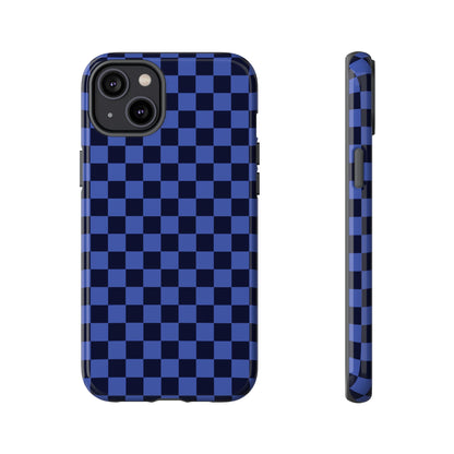 Bold Blue Small Checked Pattern Phone Case - Blue Phone Case - iPhone 14 Plus / Glossy