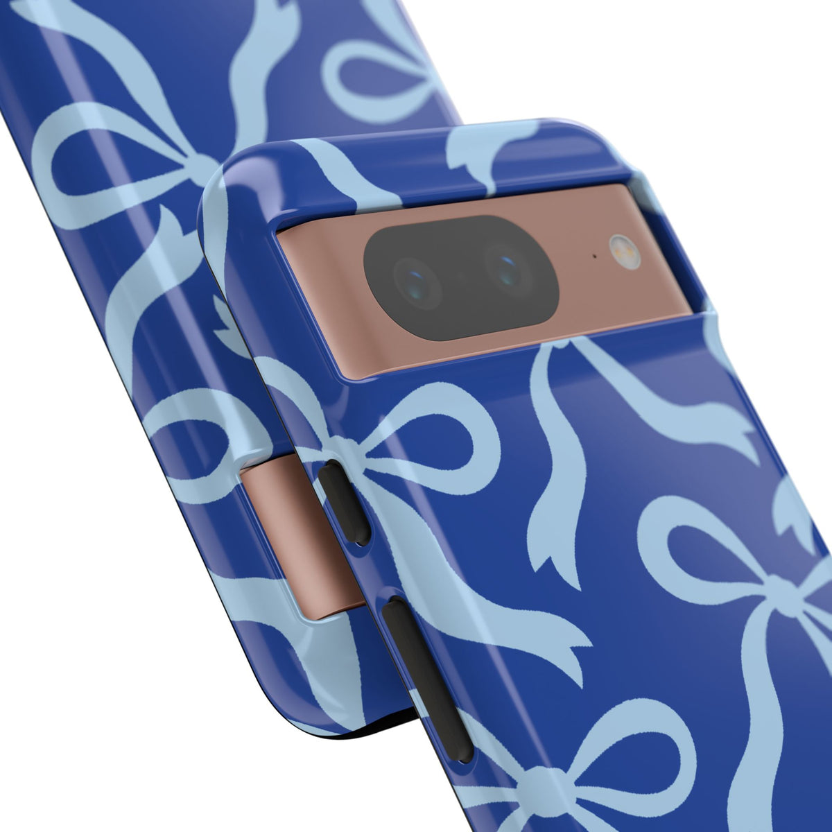 Bold Cobalt Blue and Powder Blue Bow Pattern Phone Case - Blue Phone Case