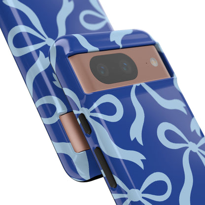 Bold Cobalt Blue and Powder Blue Bow Pattern Phone Case - Blue Phone Case