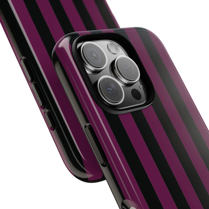 Trendy Plum & Black Stripe Pattern Phone Case - Purple Phone Case