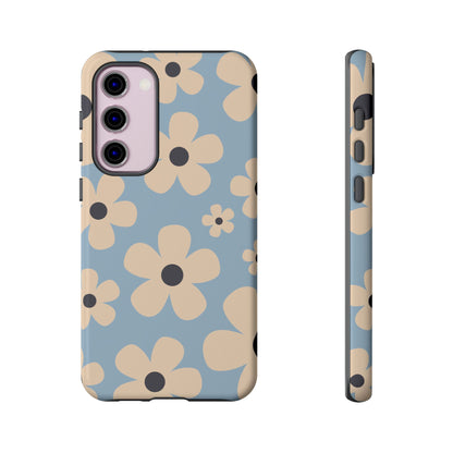 Samsung Galaxy S23 Plus / Glossy Phone Case - Cute Light Blue & Cream Daisy Pattern Phone Case