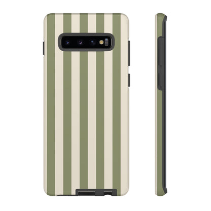 Samsung Galaxy S10 Plus / Glossy Phone Case - ’Olive & Beige Stripe Pattern’ Phone Case