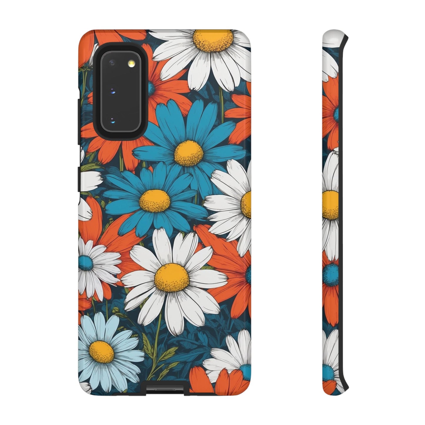 Samsung Galaxy S20 / Glossy Phone Case - Pop Art Daisies Illustration ’Red & Blue’ Phone Case