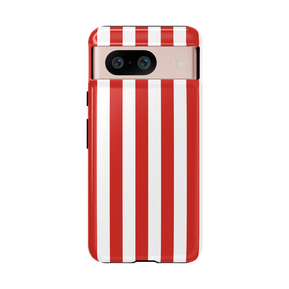 Google Pixel 8 / Glossy Phone Case - Simple Dark Orange & White Stripe Pattern Phone Case