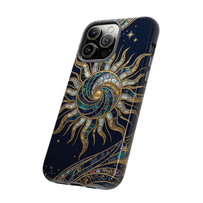 Elegant Navy & Gold Solar Spiral Phone Case