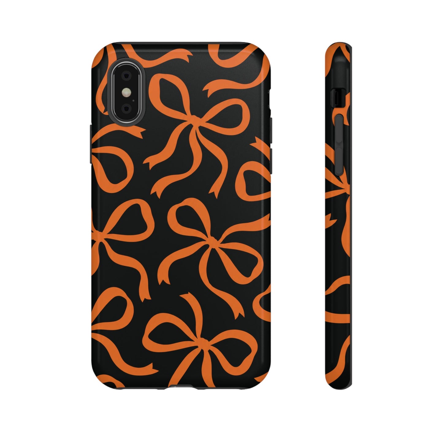 Bold Black and Burnt Orange Bow Pattern Phone Case