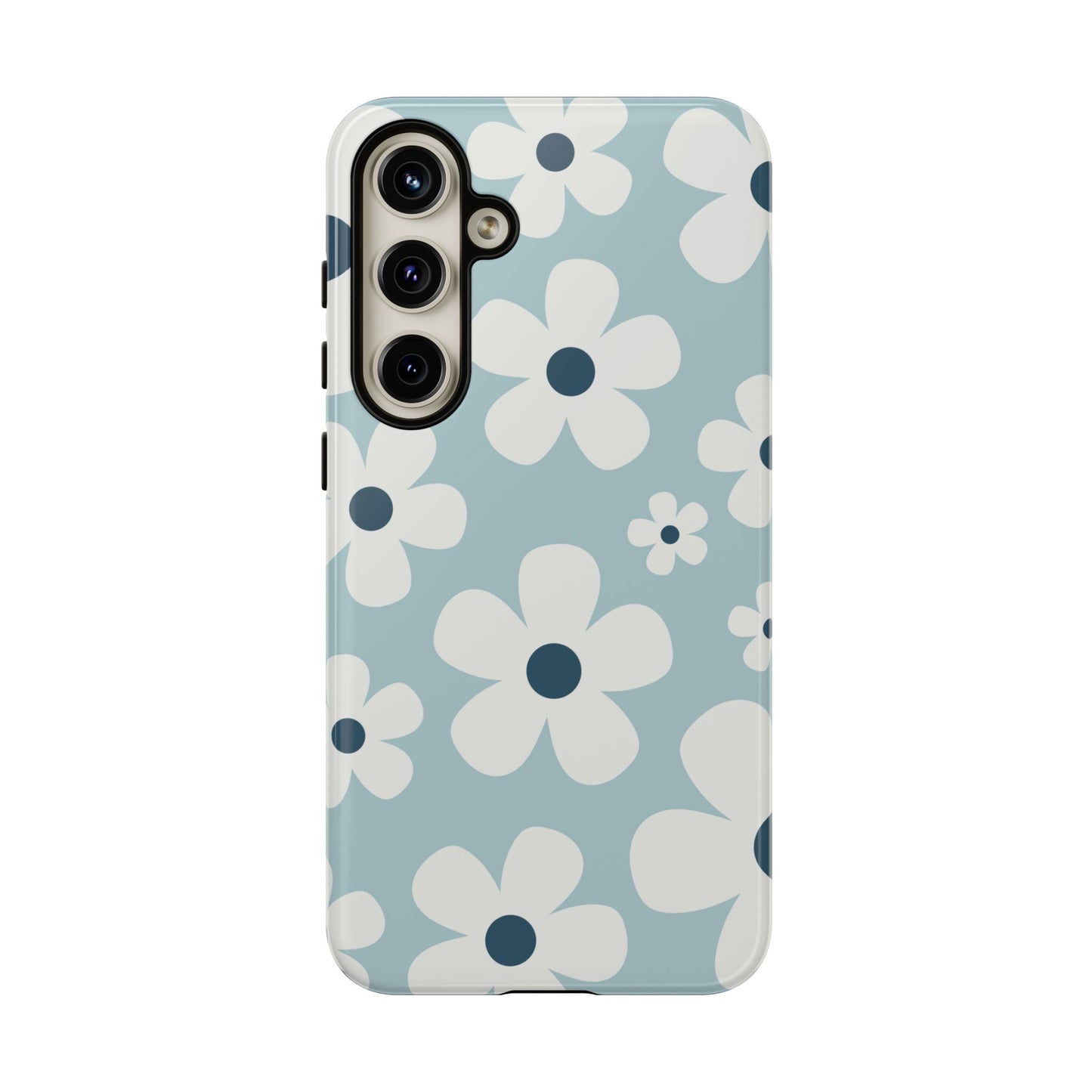 Samsung Galaxy S24 Plus / Glossy Phone Case - Cute Light Blue Daisy Pattern Phone Case