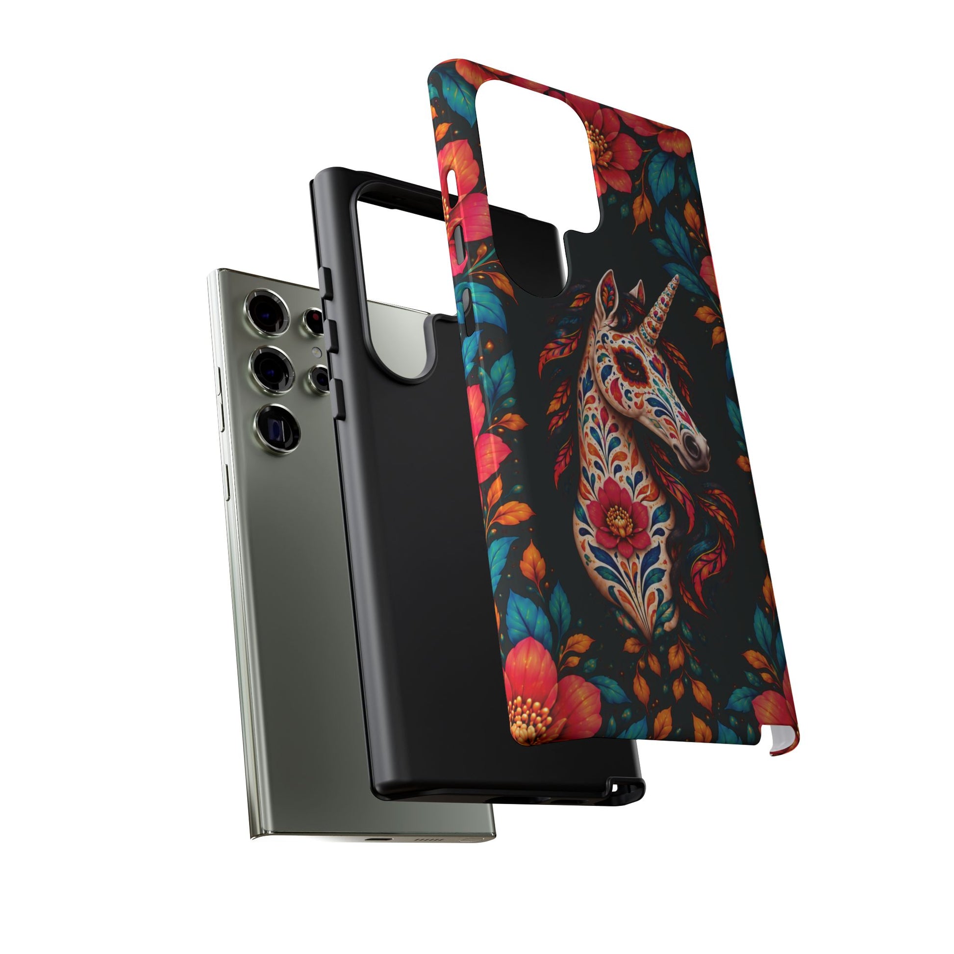 Elegant Pink and Turquoise Calavera Unicorn Phone Case - Phone Case