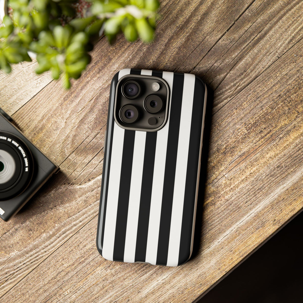 Simple Black & White Stripe Pattern Phone Case - White Phone Case