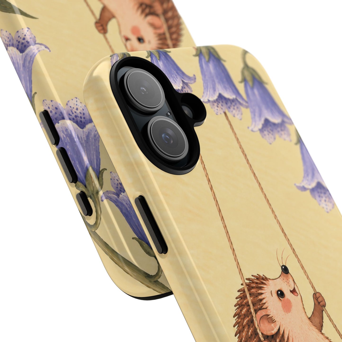 Whimsical Buttercream Hedgehog and Bluebell Phone Case - Yellow Phone Case