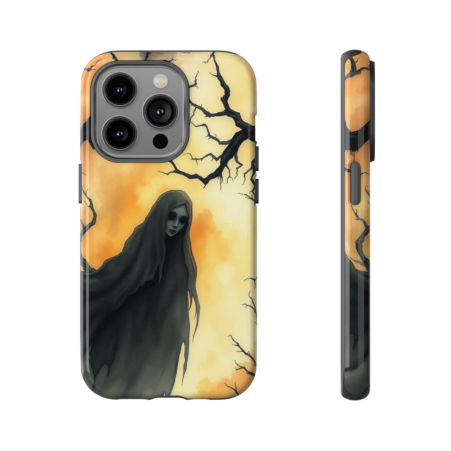 iPhone 14 Pro / Glossy Phone Case - Watercolour Gothic Deathly Woman Phone Case