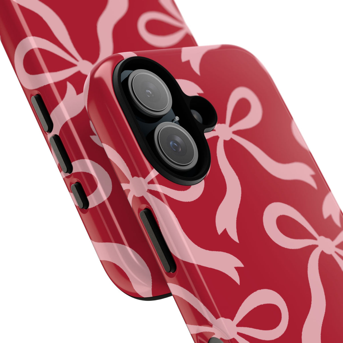 Bold Raspberry Red and Blush Pink Bow Pattern Phone Case - Red Phone Case